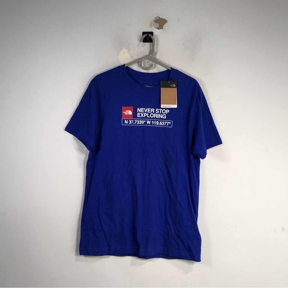 The North Face Never Stop Exploring Tee, Men's Size M - Blue/White